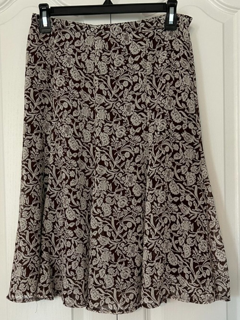 Sag Harbor Petite Brown & Ivory Floral Midi Skirt Size Small Petite